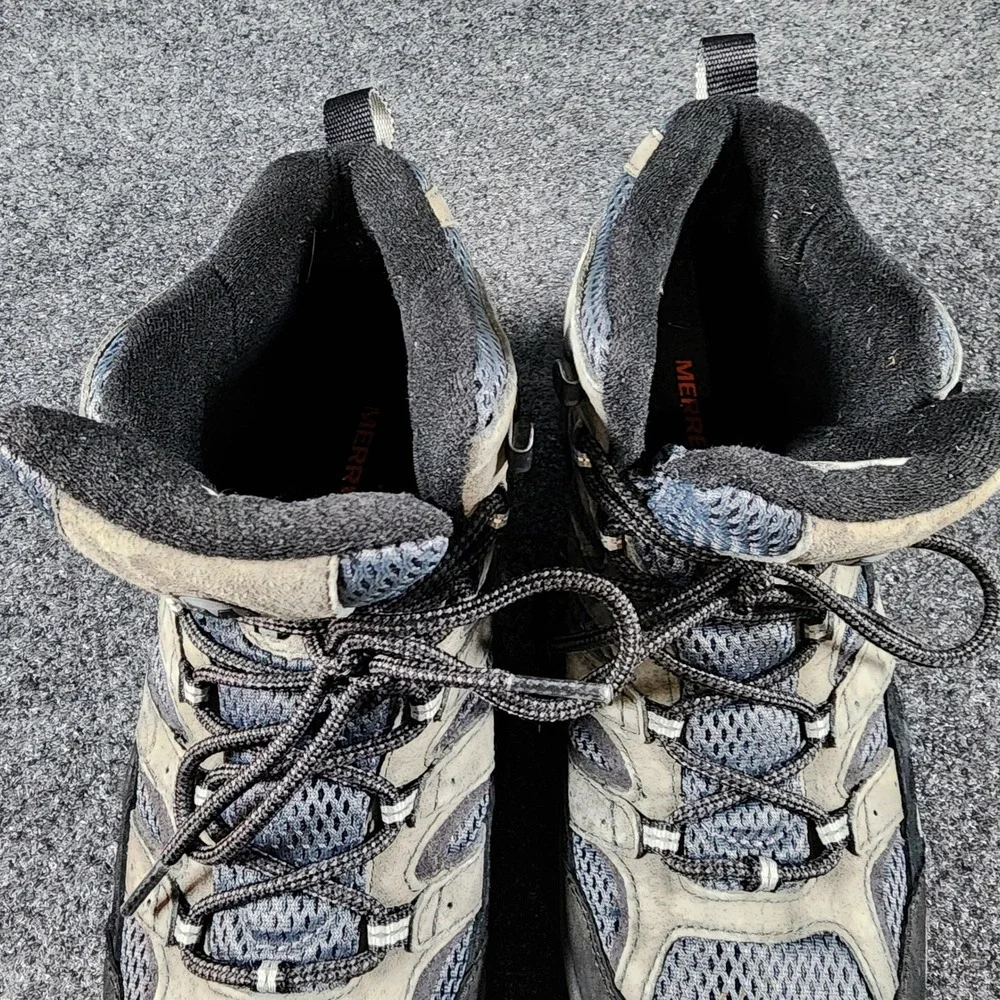 Merrell Moab 2 Mid Waterproof Hiking Boots Mens 9 Grey J06055 Vibram Sole Gorp